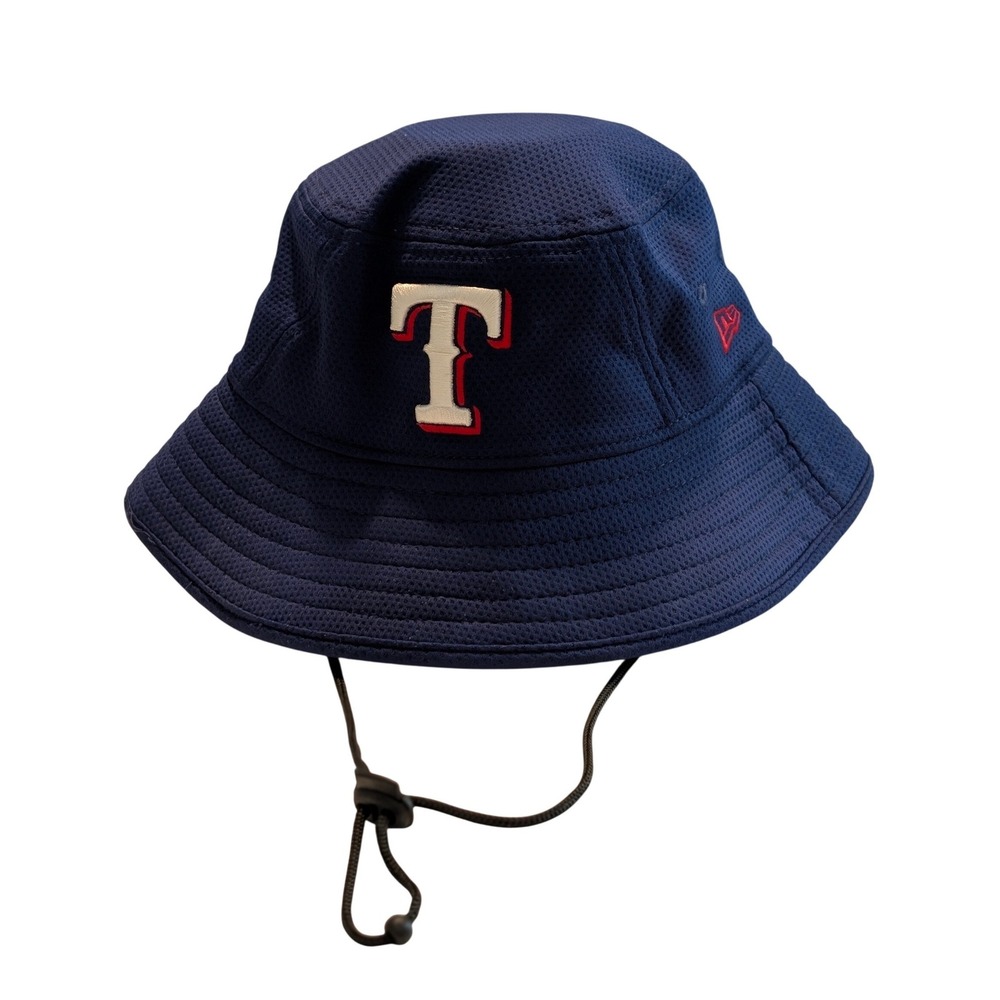 New Era Texas Rangers Blue Mesh Bucket Hat MLB Boonie Sun Hat Adjustable Sz M/L